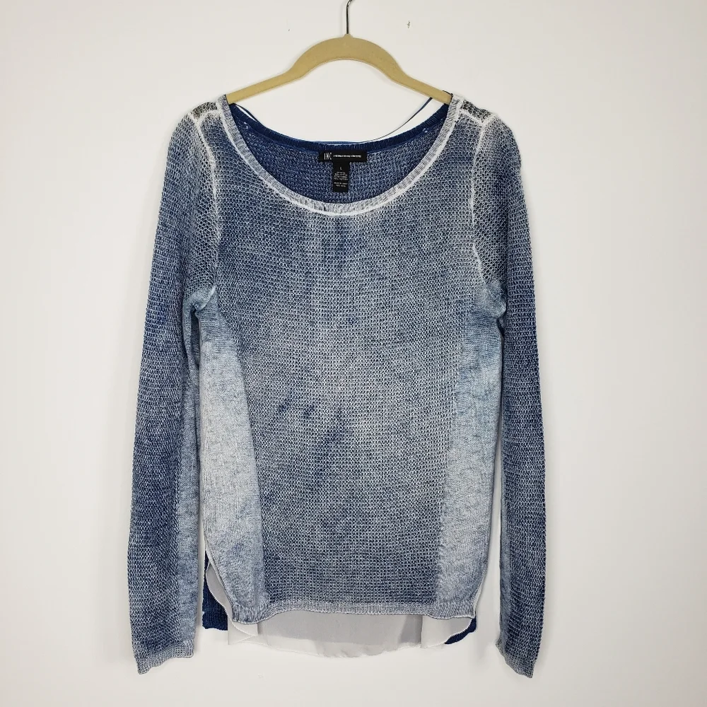 INC 100 % Cotton sweater with sheer inner layer layer Women' size large - Picture 1 of 4